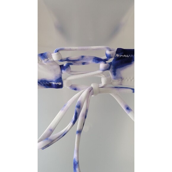 Cupshe Blue Crush Tie Dye Bikini Set Swimwear Cheeky Lace Up Back Sz L - Picture 8 of 8
